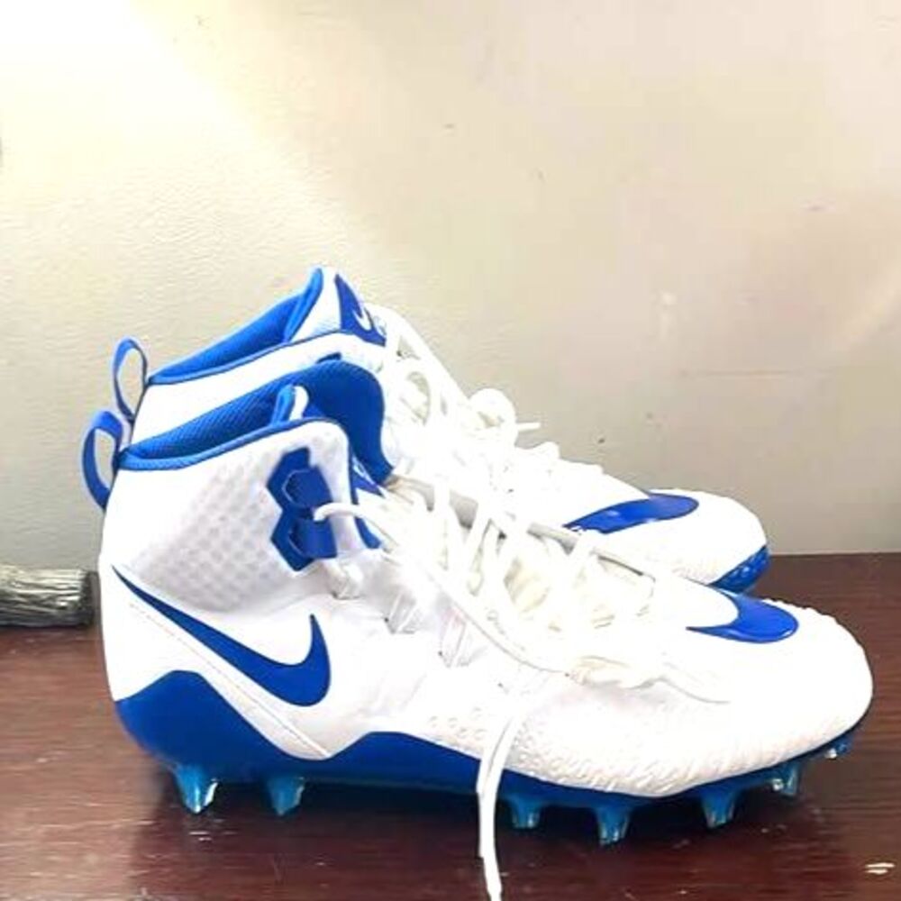 Nike Force Savage Football Cleats White Blue NWOB Mens sz. 11.5